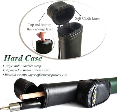 Професійний бильярдний кий Billard-Queuestab S8 з кейсом, наконечник 13 мм, 147,3 см, канадський клен, аксесуари, вага 18,19,20,21,22 г (на вибір), блакитний, чорний, червоний, сірий, зелений