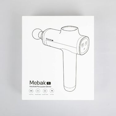 Масажний пістолет Mebak 5, електричний, 2700 уд/хв, 2000 мАг, USB-C, для м'язів, чорний