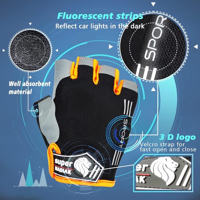 Велосипедні рукавички літнього сезону: чоловічі та жіночі, напівпальцеві, для MTB, BMX, фітнесу, чорно-помаранчеві, XL