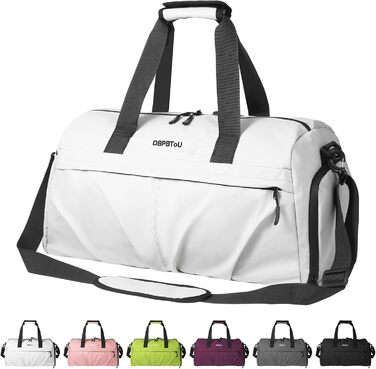 Спортивна сумка для жінок та чоловіків з жорстким матеріалом, дорожня сумка з відділенням для взуття, дві вентиляційні отвори та відділення для мокрого одягу, водонепроникна сумка-вікендер, спортивна сумка/сумка для плавання/сауни (Зелена) (Перлове білий)