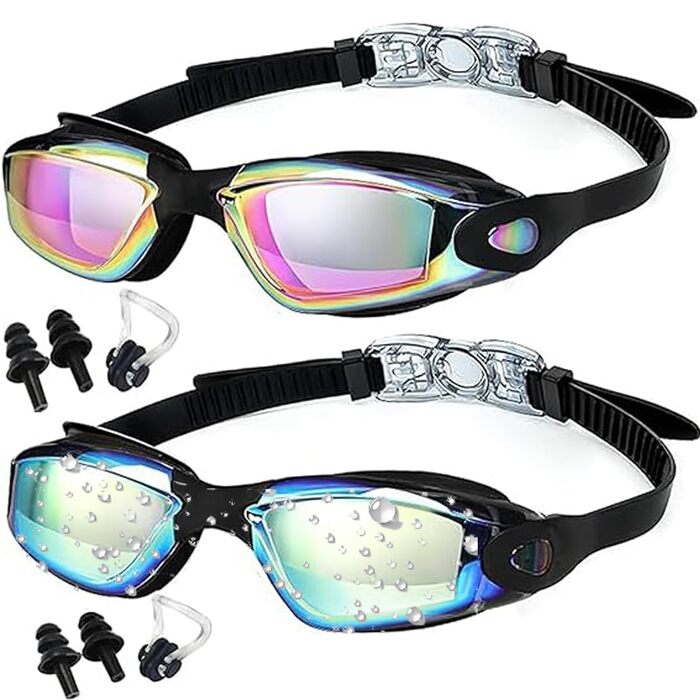 Окуляри для плавання унісекс Schwimmbrille: антизапітніюючі, UV-захист, регульовані, професійні, для дорослих та підлітків (сині/рожеві)