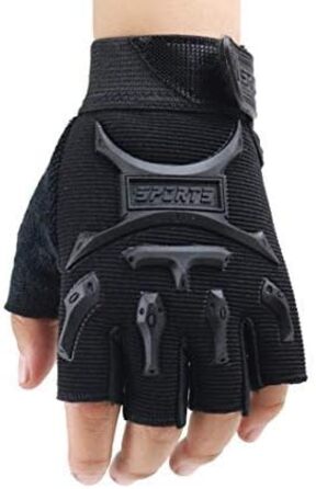 Дитячі велосипедні рукавички Long Keeper - півпальчикові, для катання на велосипеді, скейтборді, ролерблейдах, чорні