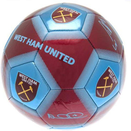 Футбольний м'яч West Ham United, розмір 5, бордовий/блакитний, офіційний, для тренувань та ігор