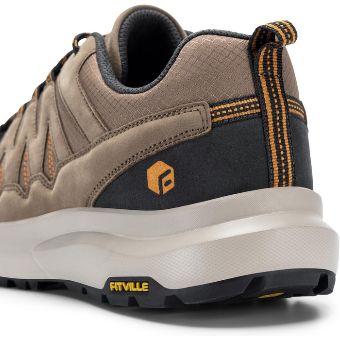 Черевики для хайкінгу FitVille для чоловіків, широкі, легкі, дихаючі. Трекінгові черевики, Outdoor, антиковзаючі, з підтримкою щиколотки, амортизація. Чоловічі кросівки з підтримкою склепіння стопи, 41 EU, коричневі.