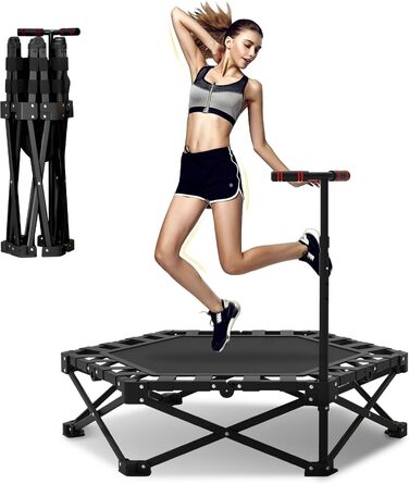 Трамплін для фітнесу в приміщенні, 106 см, з регульованими ручками, вантажопідйомність 200 кг, для фітнесу та аеробіки, складаний та портативний