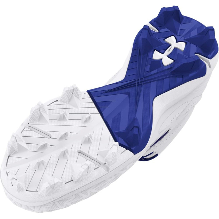 Кросівки-шипові Under Armour Leadoff Mid Rm Jr 3.0 для бейсболу, чорно-білі, розмір 8 Child (400 Royal White Royal)