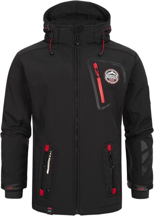 Чоловіча тактична куртка Geographical Norway Tacebook водонепроникна та дихаюча з капюшоном, демісезонна вітрівка для походів та outdoor (L, чорна)
