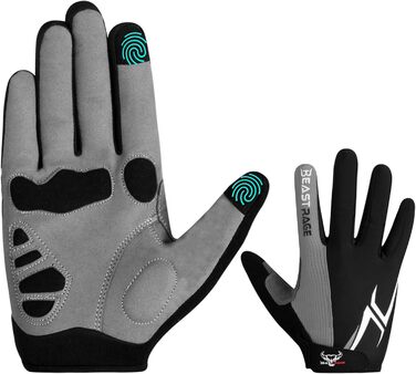 BEAST RAGE: Фінгерові велоперчатки для чоловіків та жінок, гелеві, антиковзні, амортизуючі, для важкої атлетики, фітнесу, MTB, сірі