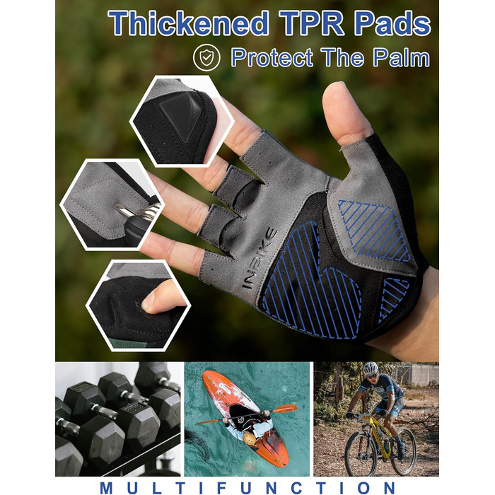 Велосипедні рукавички Inbike для чоловіків, напівпальцеві, літні, ударостійкі, еластичні, дихаючі, світловідбиваючі, зелені, розмір L