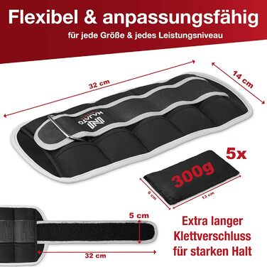 Набір манжет для ніг з регульованими вагами (2 шт.) – 1.6 кг (1 пара)