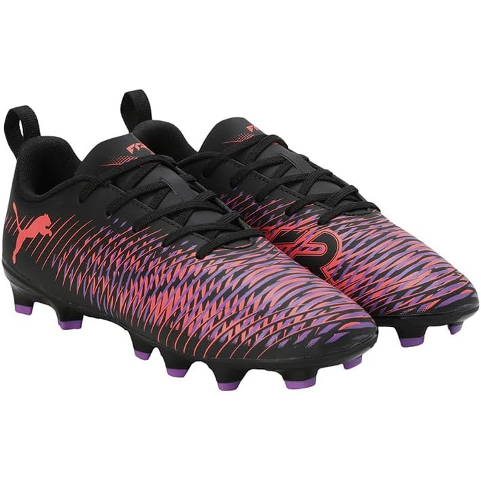 Дитячі футбольні бутси PUMA Future 8 Play FG/AG Jr - чорно-білі з червоними вставками, 38 EU