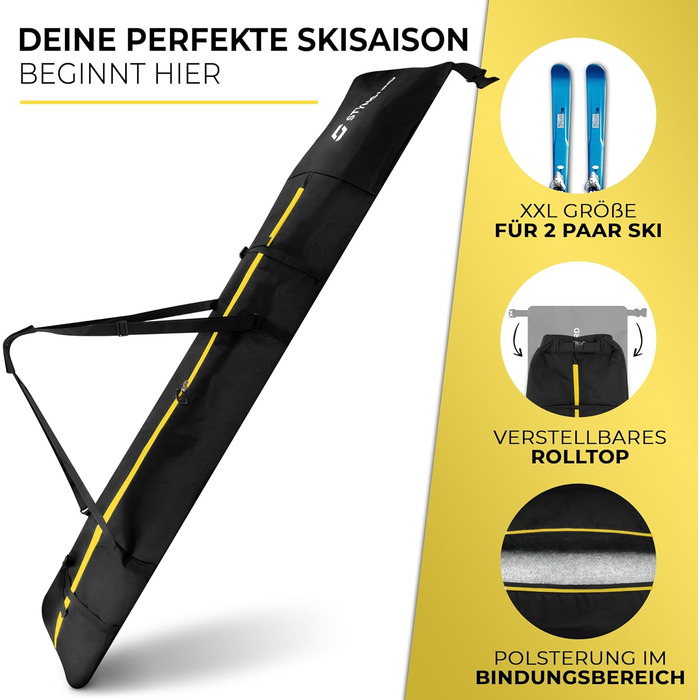 Чохол для лиж STYNGARD KITZBÜHEL (2 пари) - XXL, чорно-жовтий, водонепроникний