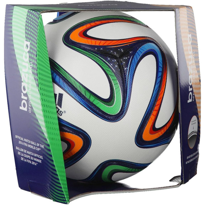 Офіційний футбольний м'яч adidas Brazuca, розмір 5, білий/синій/кольоровий
