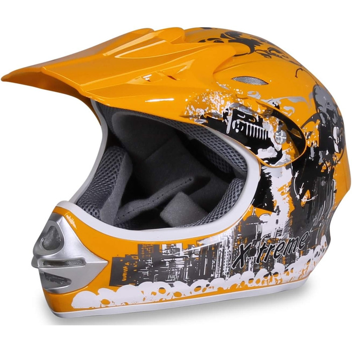Мотошолом Actionbikes Motors X-Treme для дітей: захист під час катання на мотоциклі, квадроциклі та кросбайку (зелений, XXL, жовтий)