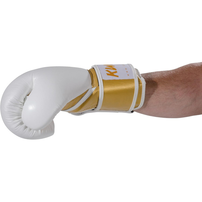 Боксерські рукавички KWON KO Champ 10oz золоті/білі, шкіра, для кікбоксингу