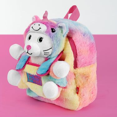 Дитячий рюкзак PERLETTI Kawaii Єдиноріг з плюшевою кішкою, для дівчаток 3-6 років, м'який різнокольоровий рюкзак для дитсадка