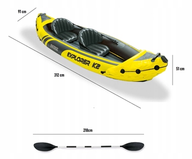 Надувний двомісний каяк Intex Explorer з веслами та насосом