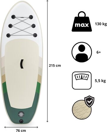SUP дошка надувна для дітей HyperMotion 15 см, з веслом, помпою, рюкзаком, до 130 кг, зелена