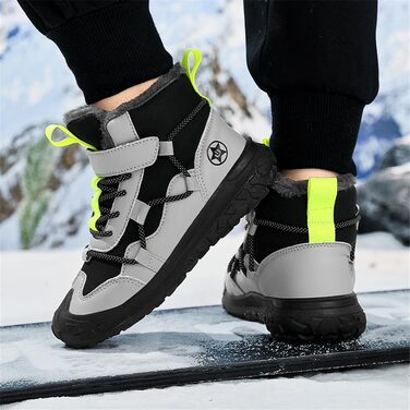 Водонепроникні зимові черевики для дітей: зимові чоботи для дівчаток та хлопчиків, утеплені, для активного відпочинку, неслизькі, сірі (28 EU)