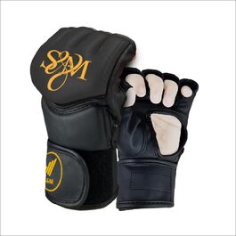 Професійні MMA рукавички для боксу та єдиноборств S&M Logistik, штучна шкіра, золоті, для спарингів, тренувань і мішка, Муай Тай
