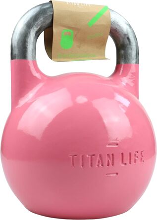 Професійна гиря TITAN LIFE PRO 8 кг, сталь, для змагань, рожева, велика основа