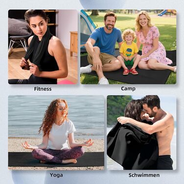 Набір рушників Damoguin 3 шт. з мікрофібри (великий 180x80 см, 2 шт. малі 80x40 см) - чорний