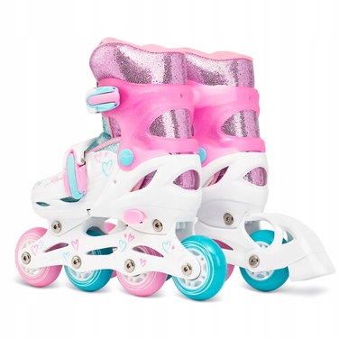 Регульовані ролики RAVEN Loret Glitter White/Mint/Pink (розмір 30-33) з LED-колесами