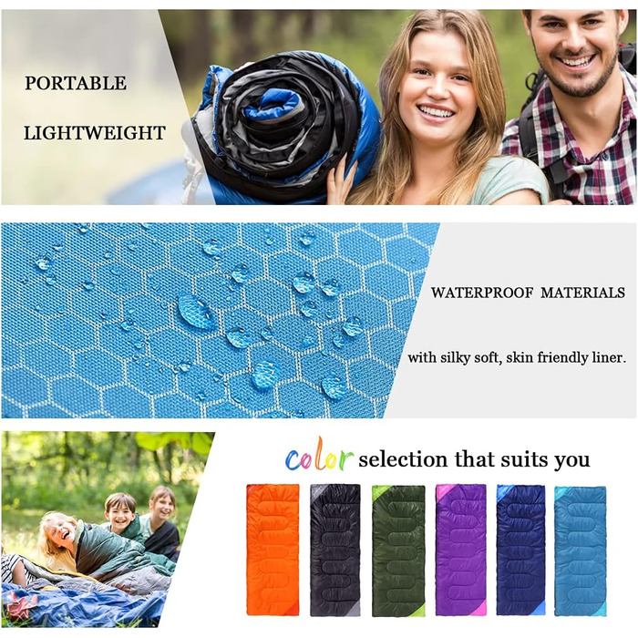 Сплячий мішок для дорослих та дітей – легкий, водонепроникний, зручний для весни, літа, осені – піший туризм, подорожі, кемпінг, темно-помаранчевий