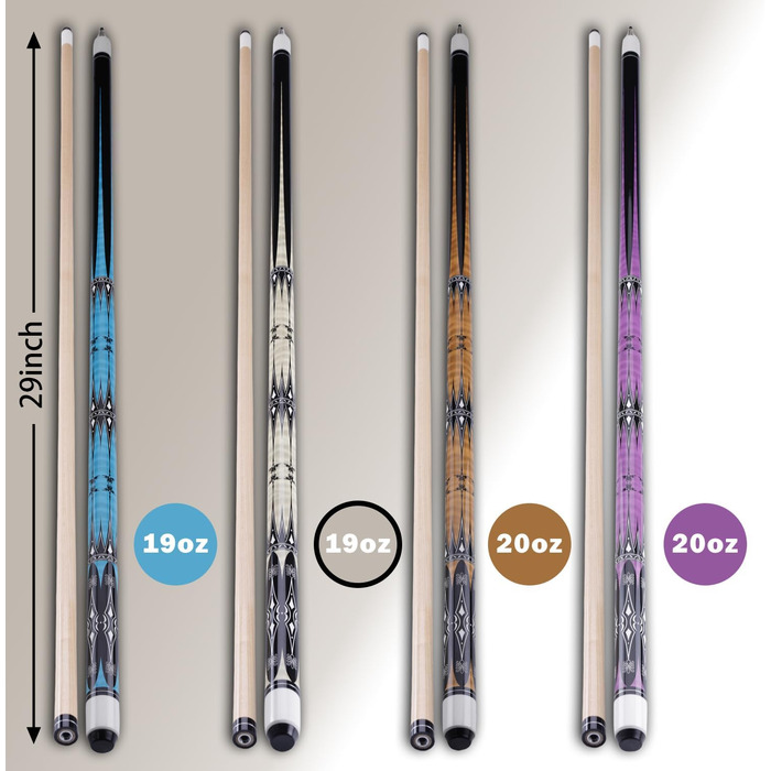 Sinsilvie: Більярдний кий для пулу з наконечником 13 мм, 19/20 oz, 1/2 кленова деревина, чорний або білий, для чоловіків та жінок