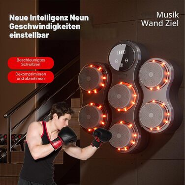 Музична машина Eznaobo для фітнесу: Bluetooth, 9 швидкостей, LED-дисплей, чорна