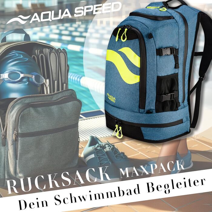 Рюкзак Aqua Speed MAXPACK 42л чорний для спорту та подорожей з мікрофібровим рушником