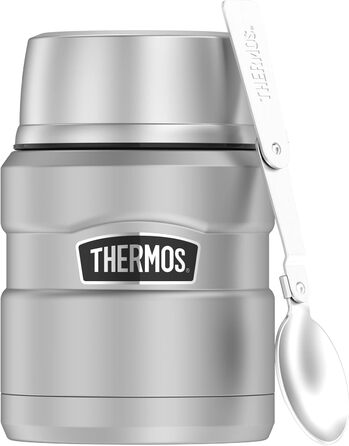 Термос та харчовий контейнер Thermos Stainless King 0,47 л, нержавіюча сталь, тримає тепло/холод до 12/24 годин, з ложкою