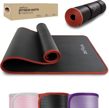 DH FitLife Килимок для фітнесу 183x61x1 см, нековзний, для йоги та тренувань, чорний, підвищена міцність