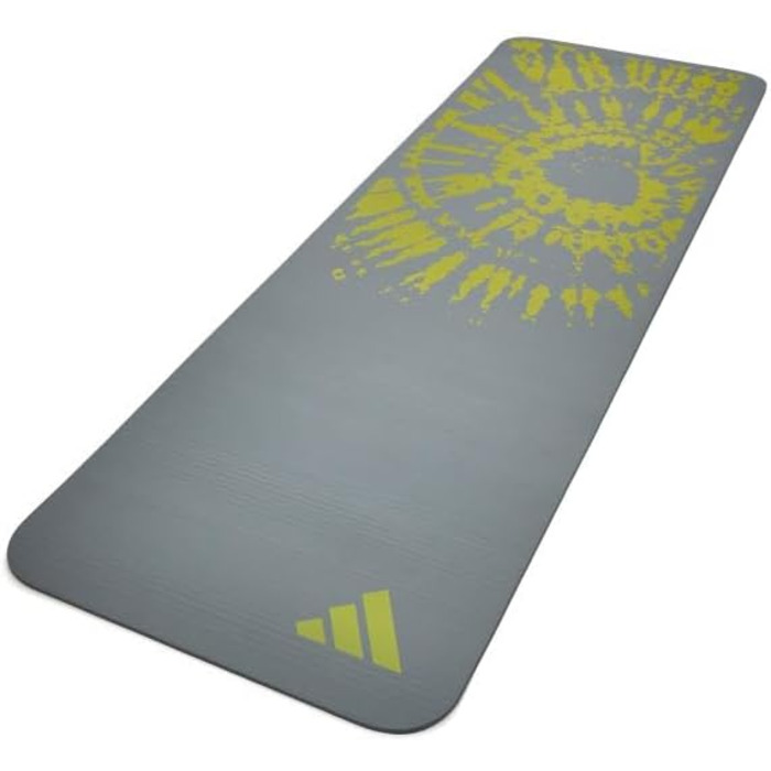 Килимок для йоги adidas Tie-Dye – 10 мм NBR, нековзний, захищає суглоби, з ручкою для перенесення, товстий килимок для пілатесу та фітнесу, 183x61 см, сірий
