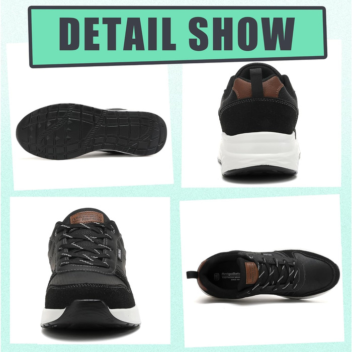 Sneaker TARELO для чоловіків: кросівки з повітряною подушкою, спортивні, зручні, дихаючі, легкі, для тенісу, зелені (чорні), 46 EU