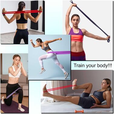 Еспандер гумовий OcioDual Fitnessband Latexband для фітнесу та спорту, червоно-чорно-фіолетово-зелений, опір 7-16 кг
