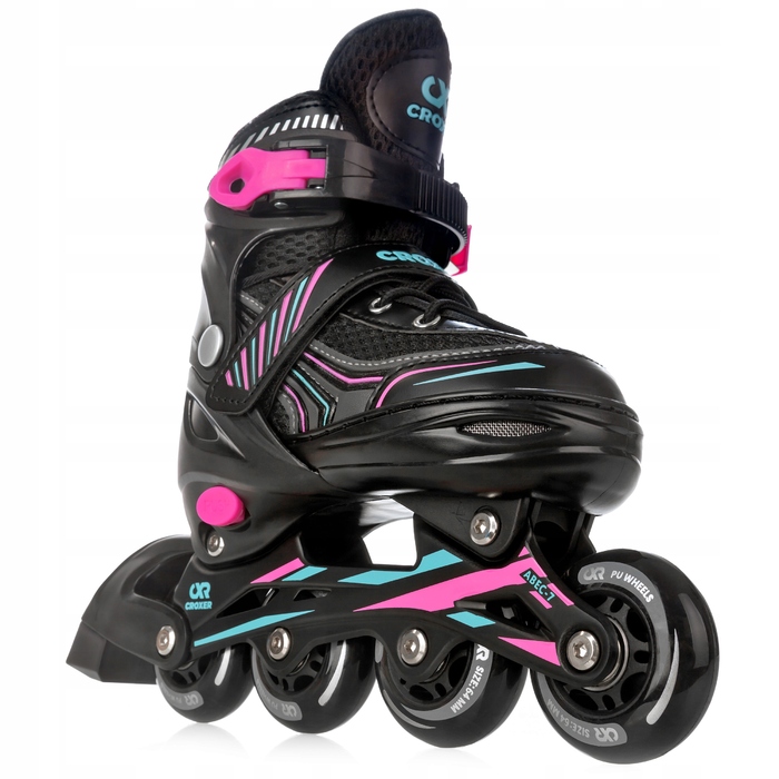 Регульовані ролики Croxer Optima Mint/Pink, розмір 39-42, каучукові колеса, підшипники ABEC7