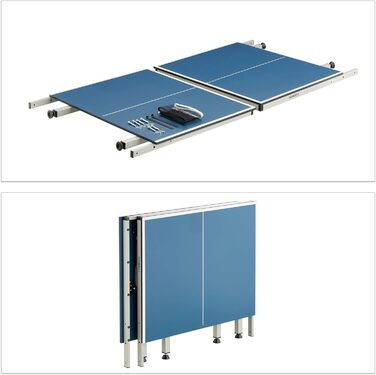 Стіл для настільного тенісу Relaxdays Indoor, складаний, 72x76x125 см, з сіткою, синій, для активного відпочинку
