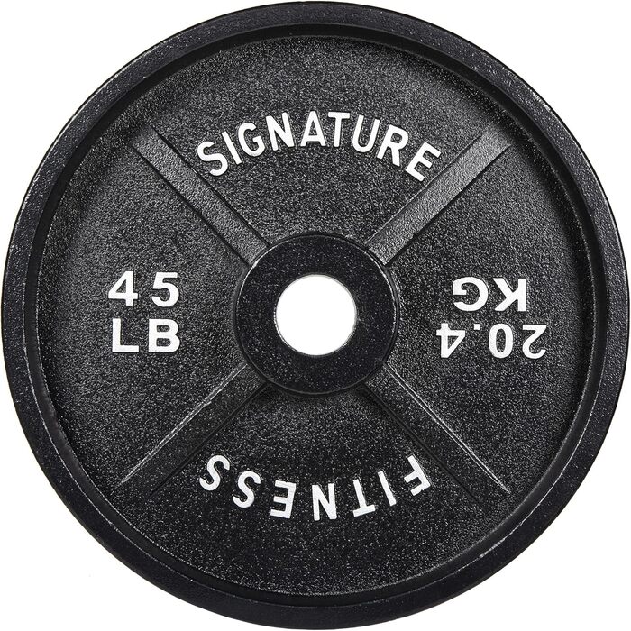 Олімпійський диск Signature Fitness, чавунний, 20,4 кг, 51 мм, з електронним покриттям