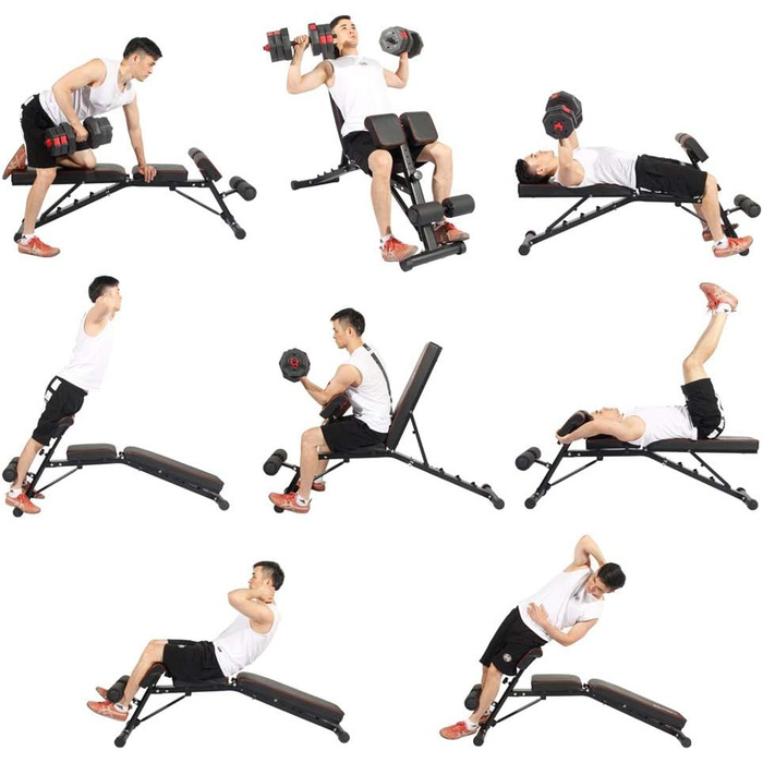 Складніша лава для тренувань Sogesfurniture з регульованою спинкою, для пресу та спини, BHEU-PSBB004