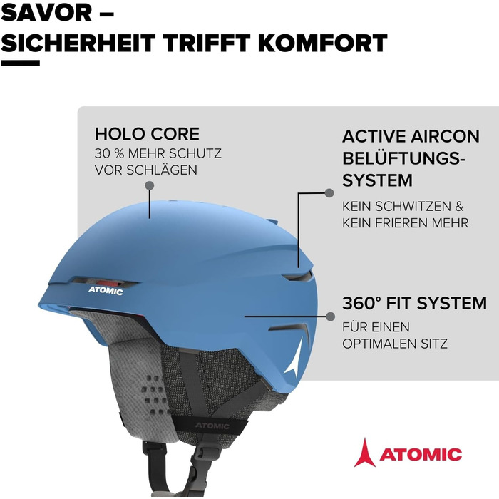 Гірськолижний шолом ATOMIC SAVOR для дорослих, унісекс, 360° Fit System, посилений захист від ударів, система вентиляції Aircon