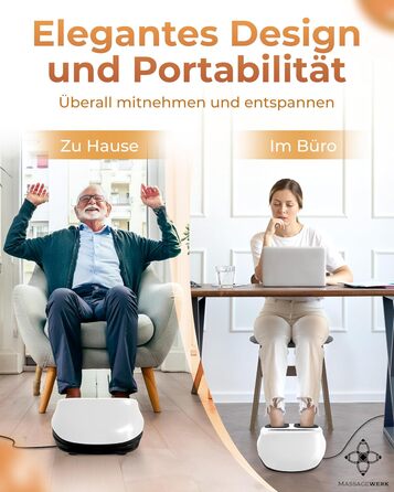 Електричний масажер для ніг преміум-класу | EMS масажер для ніг з функцією Shiatsu, вібрації та підігрівом. Покращує кровообіг, знімає біль при п'яткової шпори та нейропатії. Підходить для розміру ноги до 45. Білий колір