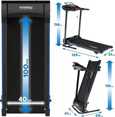 Бігова доріжка KINETIC SPORTS KST2900FX, 750 Вт, тиха, 40 см, 16+1 програм, ручний нахил, LCD, до 120 кг