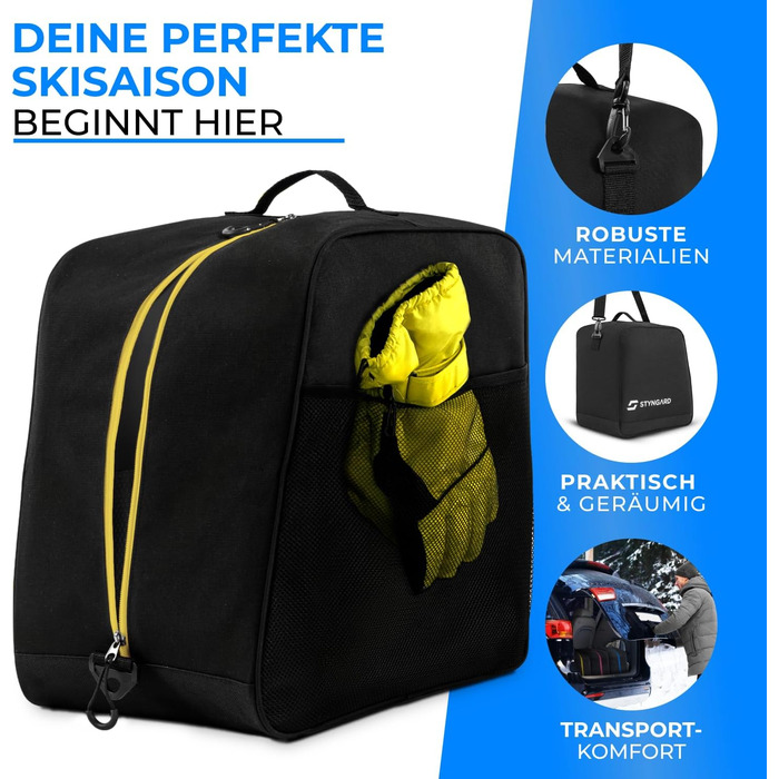 Чохол для лижних черевиків STYNGARD Cortina (38 л) - сумка для лижних черевиків з аксесуарами (чорний-жовтий)