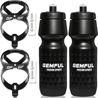 Тримач для напоїв на велосипед GEMFUL з пляшкою 750мл, BPA-free, для MTB, шосе, 4 шт. в упаковці