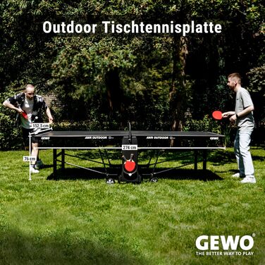 Турнірний стіл для настільного тенісу GEWO PROFI OUTDOOR – Outdoor, вологостійкий, складаний, розмір ITTF, з сіткою, ракетками та м'ячами – Made in Germany
