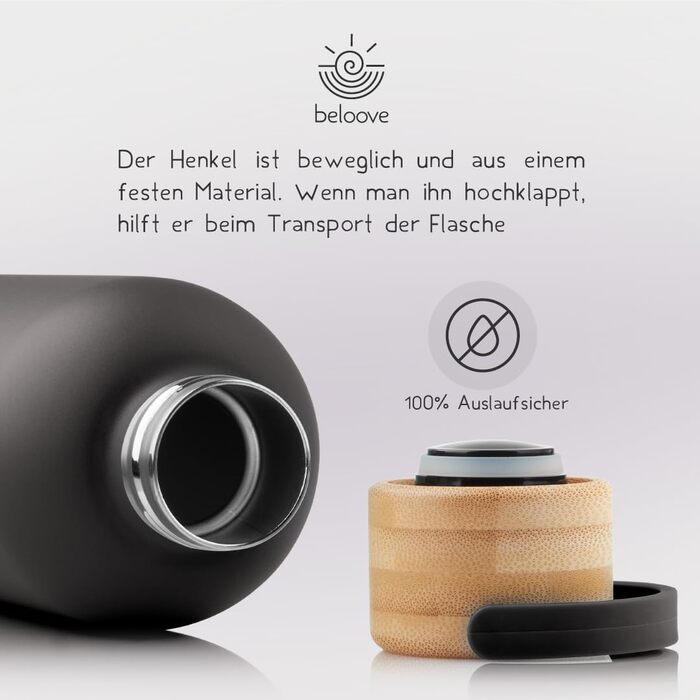 Термос-бутилка beloove з нержавіючої сталі, BPA Free, подвійні стінки, не протікає, підходить для газованої води, ударостійке порошкове покриття, 500/750 мл