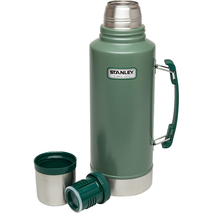 Термос Stanley Classic Legendary 1 л - Зберігає тепло/холод 24 год - Миється в посудомийній машині - Кришка-чашка - Без BPA - Нержавіюча сталь