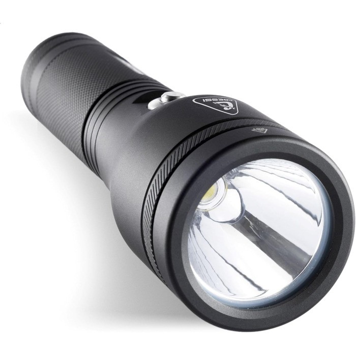 Ліхтар Cressi Astra Black - потужний LED-ліхтар для підводного плавання, риболовлі та досліджень, 2100 люмен, водонепроникний IPX8, 100м, унісекс, чорний