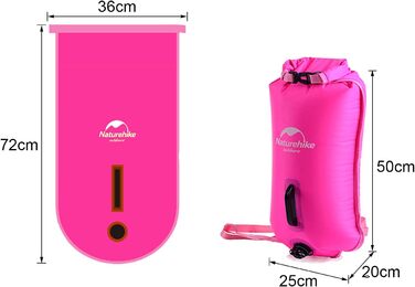 Надувна рятувальна жилетка Naturehike 18L з водонепроникним мішком для сухого зберігання, для плавання, триатлону, снорклінгу та рафтингу, ультралегка, флуоресцентний маджента